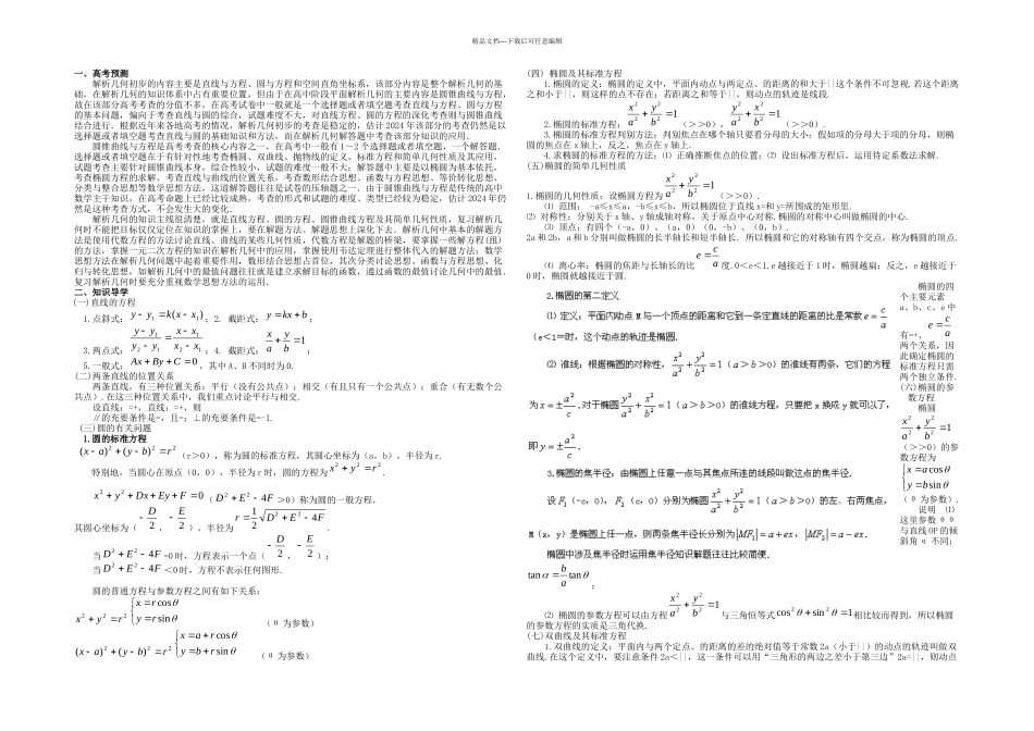 易错系列专题高考数学备考冲刺之易错系列专题平面解析几何教师_第1页
