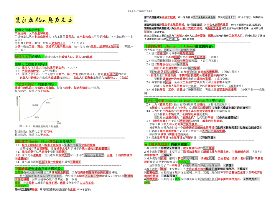 星级城市规划概论期末考试复习重点老师总结——裴永磊Alan_第1页