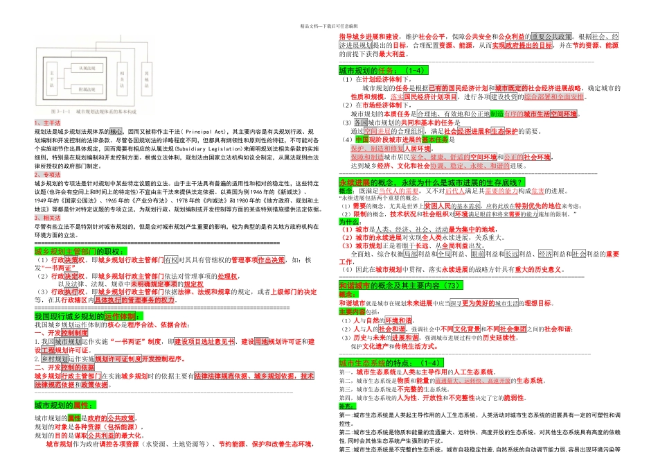 星级城市规划概论期末考试复习重点老师总结——裴永磊Alan_第2页
