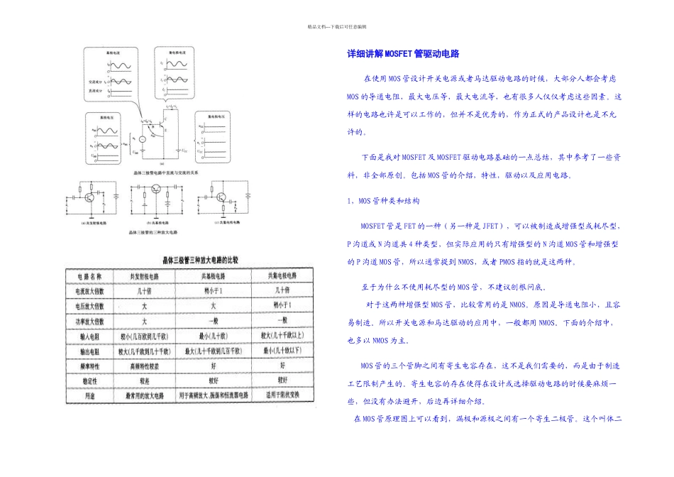 晶体三极管放大电路和MOS管工作原理_第1页