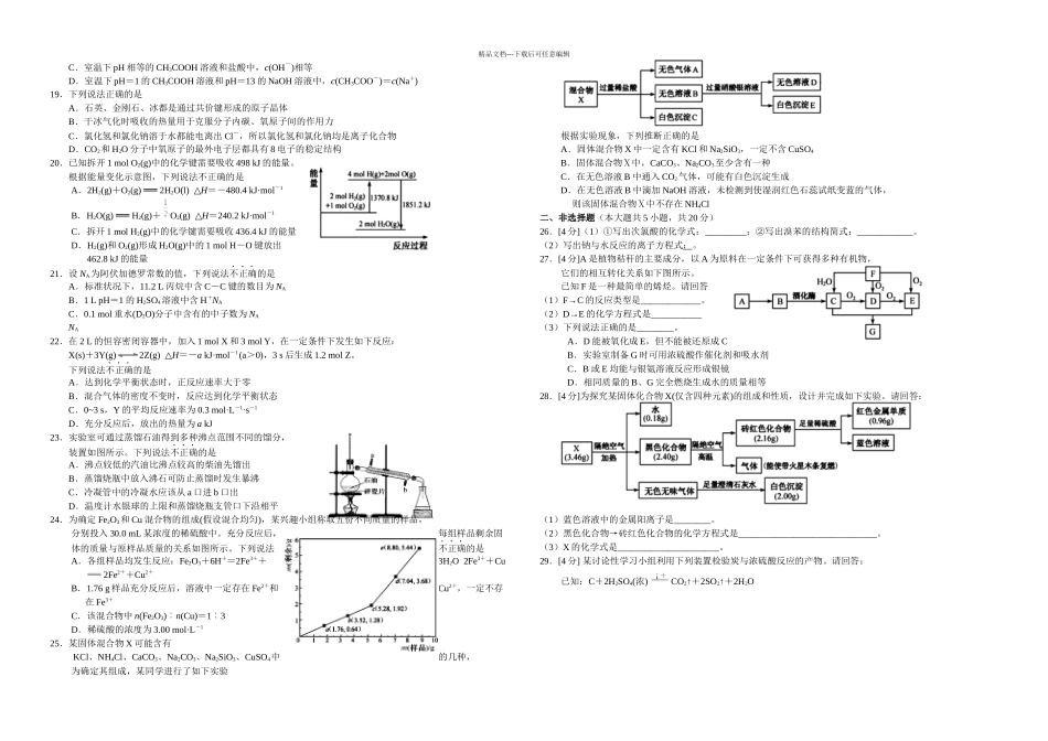 月浙江学考化学试卷及答案_第2页
