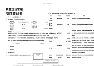 月精益现场管理项目策划书专项管理模板
