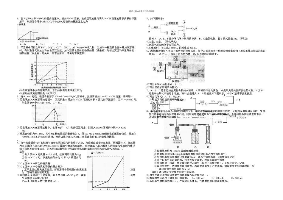 有关镁铝铁的典型图像推断实验题专题_第1页