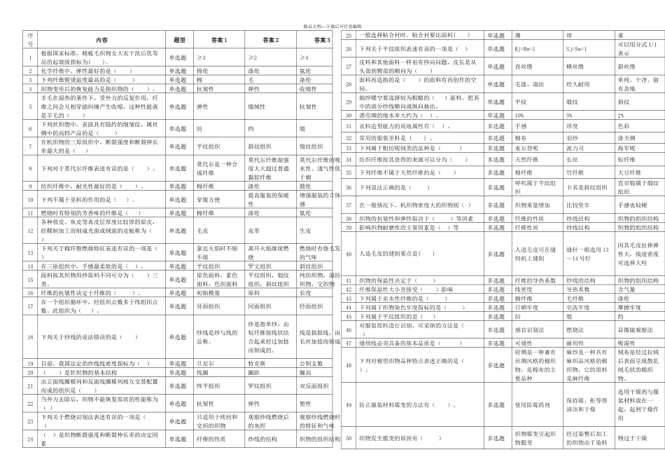 服装技能大赛理论试题库题_第1页