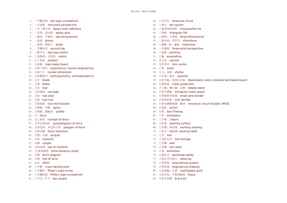 机械中英文对照名词解释_第1页