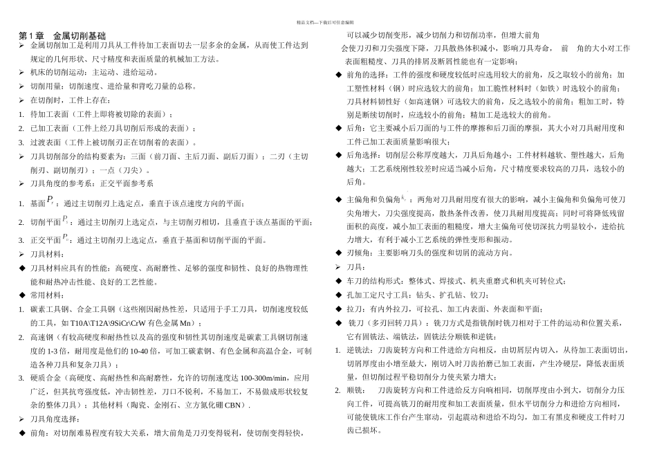 机械制造技术基础考试知识点复习_第1页