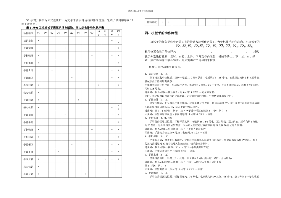 机械手液压系统课程设计_第3页