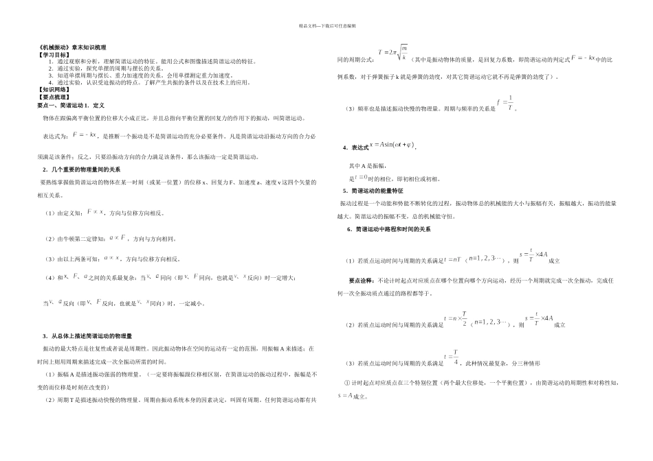 机械振动章末知识梳理_第1页