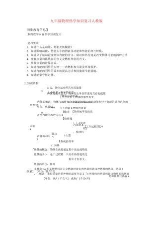 九年级物理热学知识复习人教版