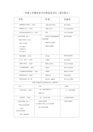 小学三年级必读书目和选读书目