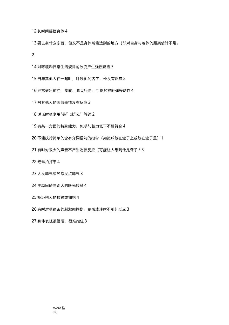 儿童自闭症常用筛查、诊断量表(abc量表、CARS评定量表、行为量表CABS)_第3页