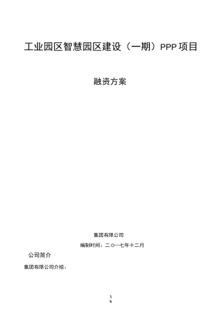 PPP项目融资方案 - 案例