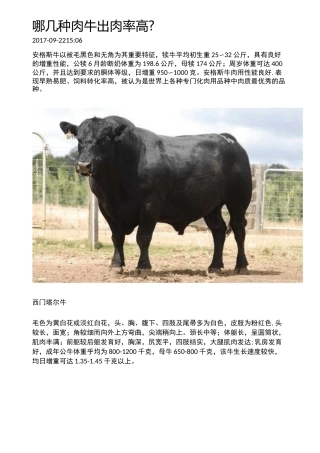 哪几种肉牛出肉率高