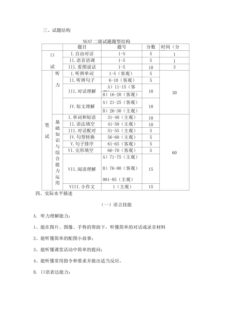 NEAT二级考试大纲_第2页