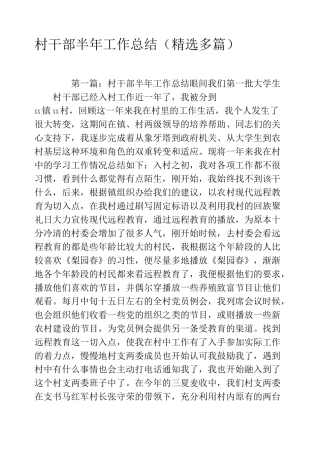 村干部半年工作总结(精选多篇)