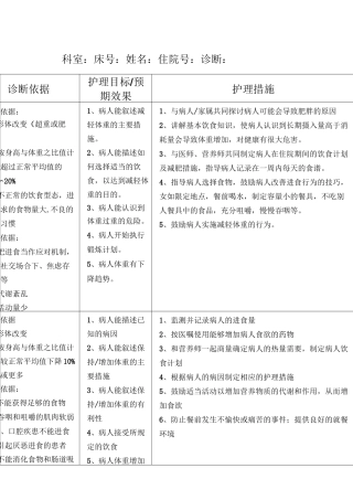 护理计划单表单