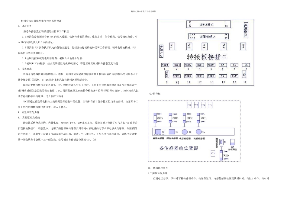 材料分拣装置模型电气控制系统设计_第1页