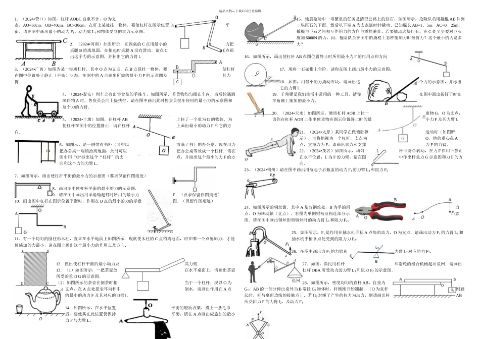 杠杆作图典型题精选道_第1页