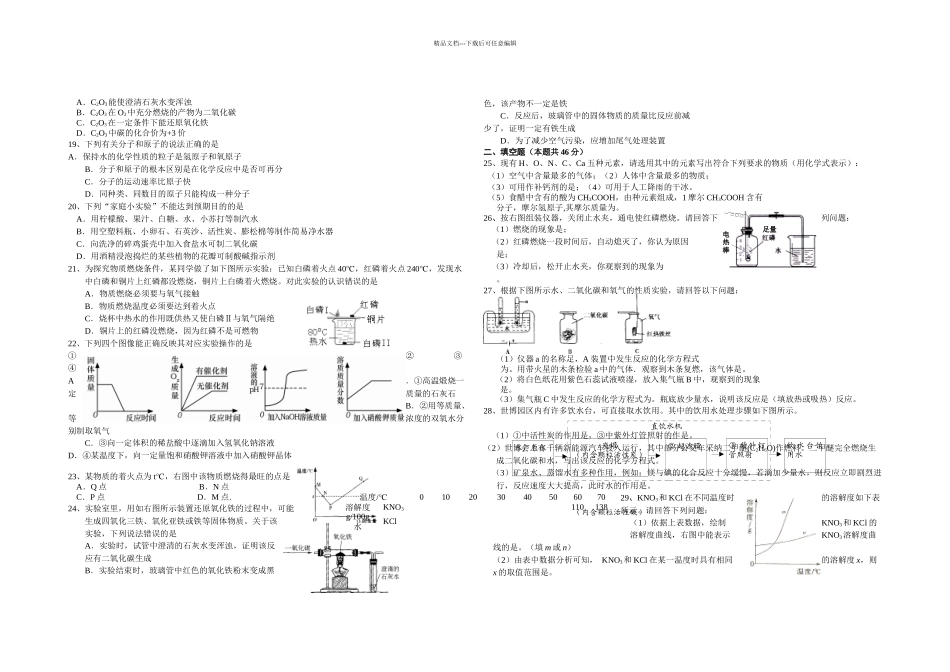 杨浦初三化学一模试卷_第2页