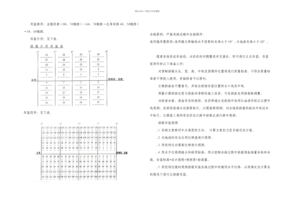 某上部构造为连拱孔大跨净跨m钢筋混凝土箱形拱大桥上部结构吊装工艺研究_第3页