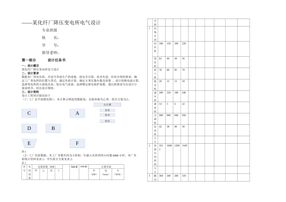 某化纤厂降压变电所电气设计_第1页
