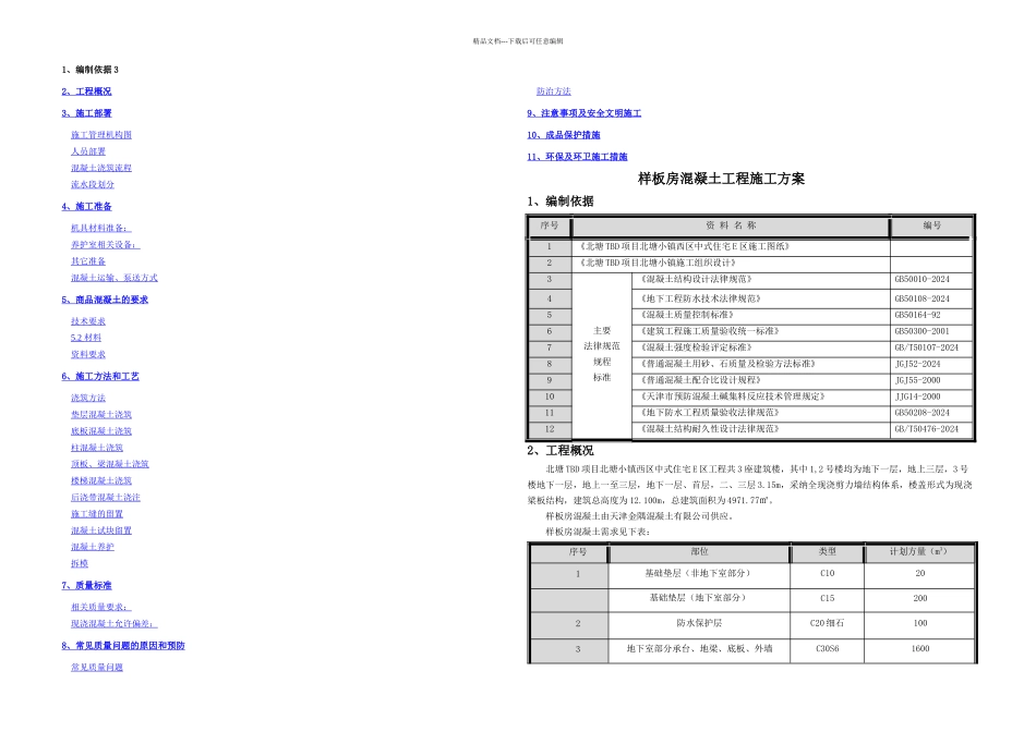 样板房混凝土施工方案_第1页
