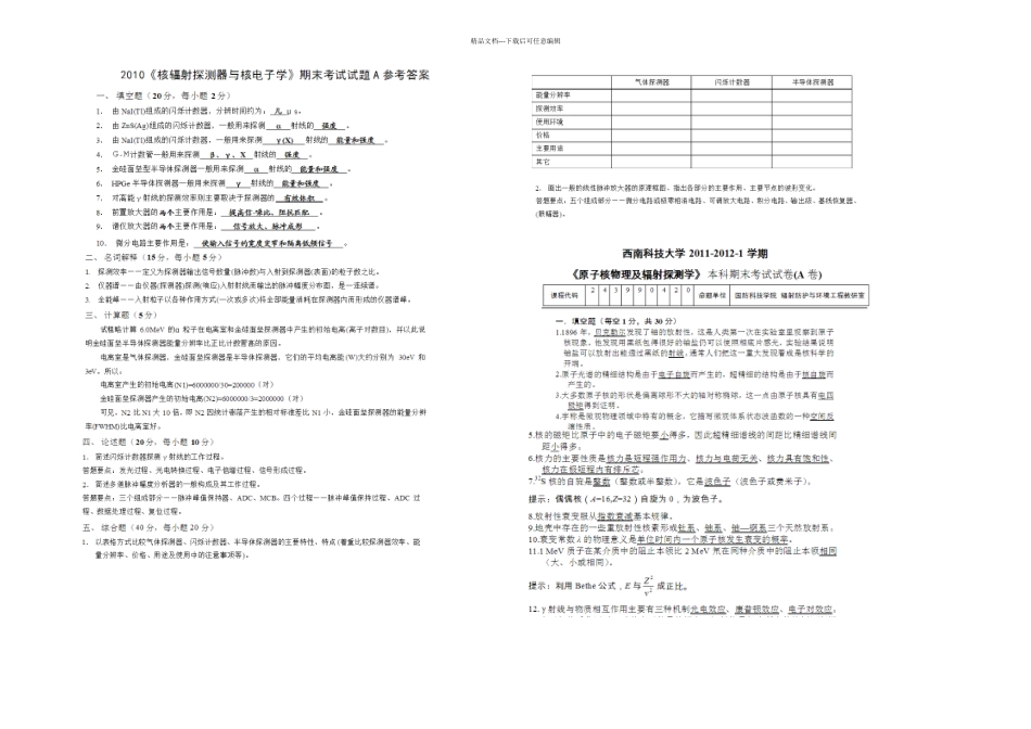 核技术探测复习材料剖析_第1页