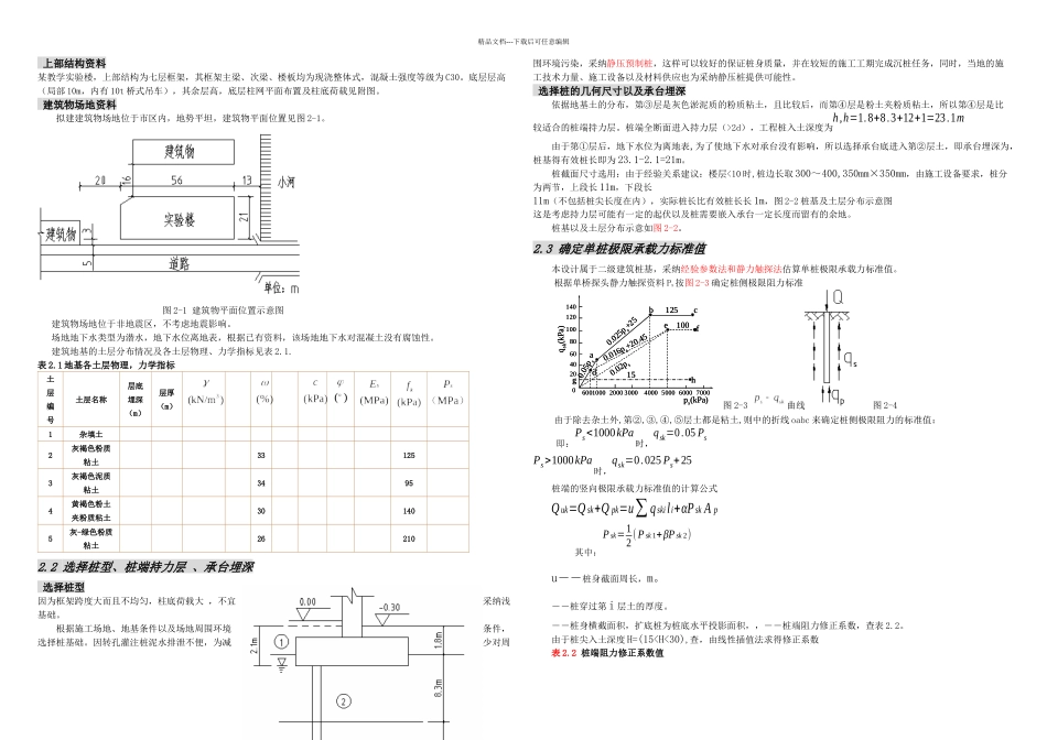 桩基础课程设计土木工程专业毕业设计_第1页