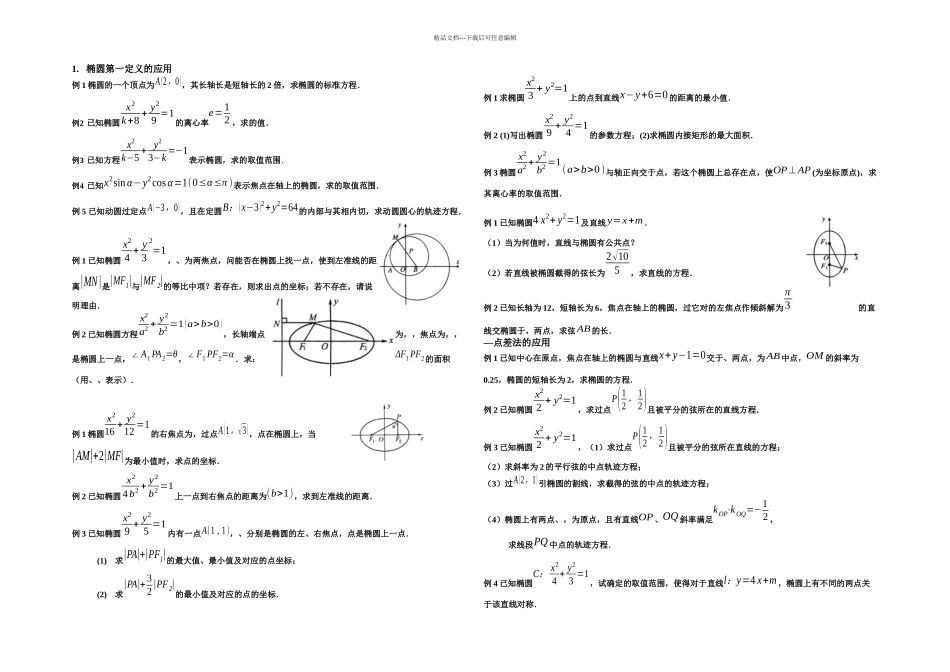 椭圆各类题型分类汇总_第1页