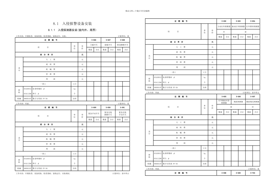 楼宇安全防范系统设备安装工程定额_第1页