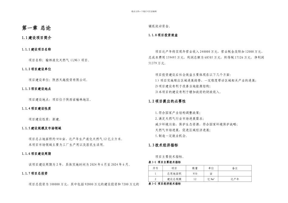 榆林液化天然气LNG项目计划书_第2页