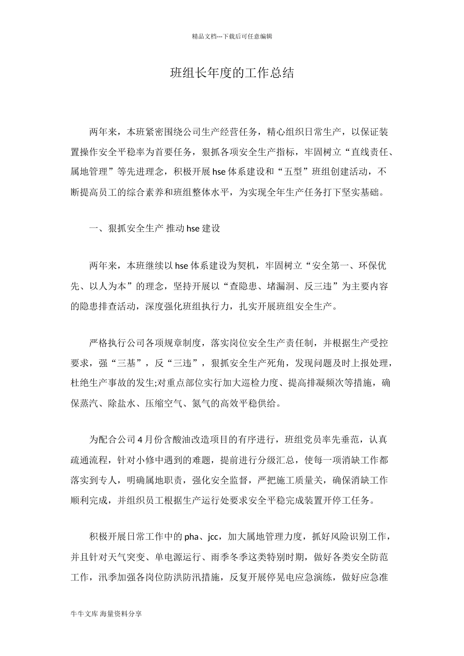 班组长年度的工作总结_第1页