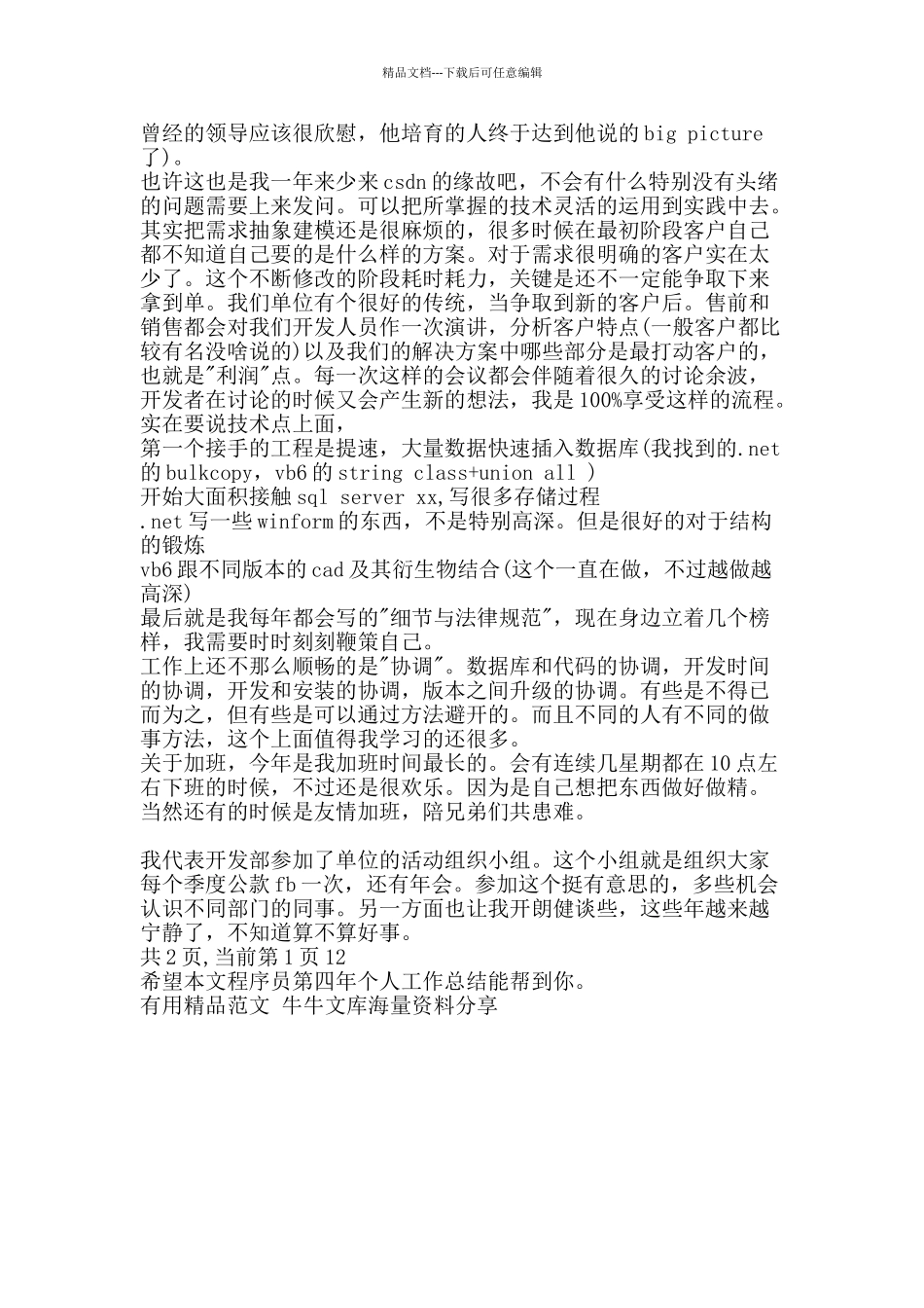 程序员第四年个人工作总结-精品范文资料_第2页