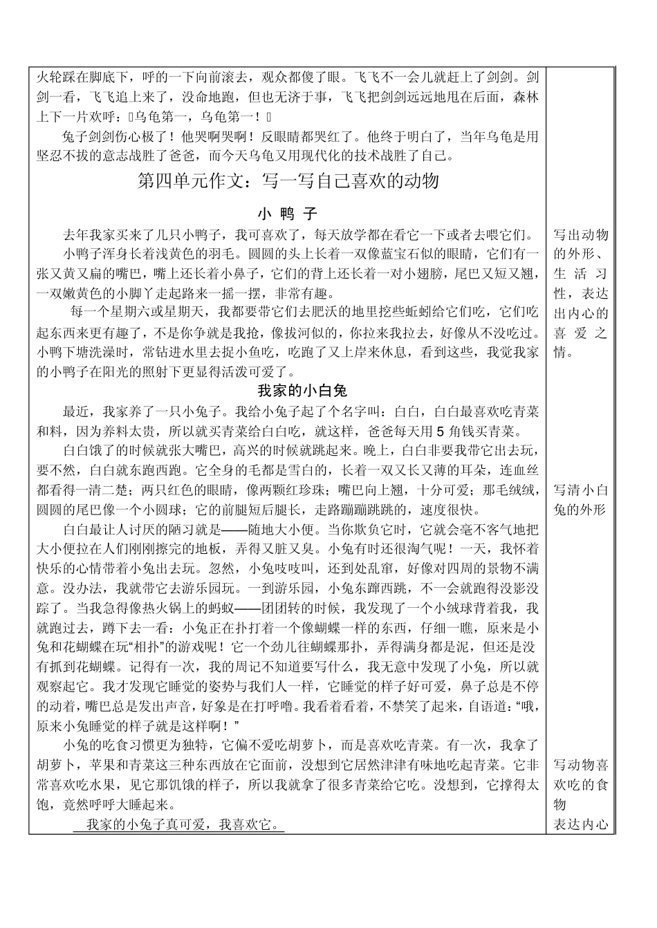 四年级上册语文各单元作文类型及范文_第3页