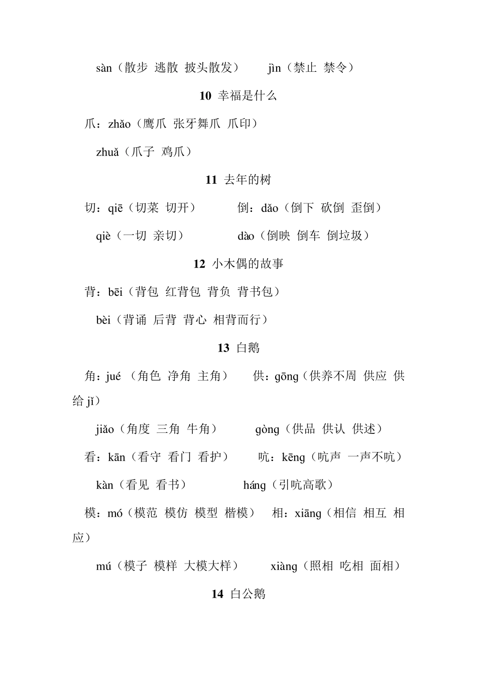 四年级上册语文多音字汇总_第3页