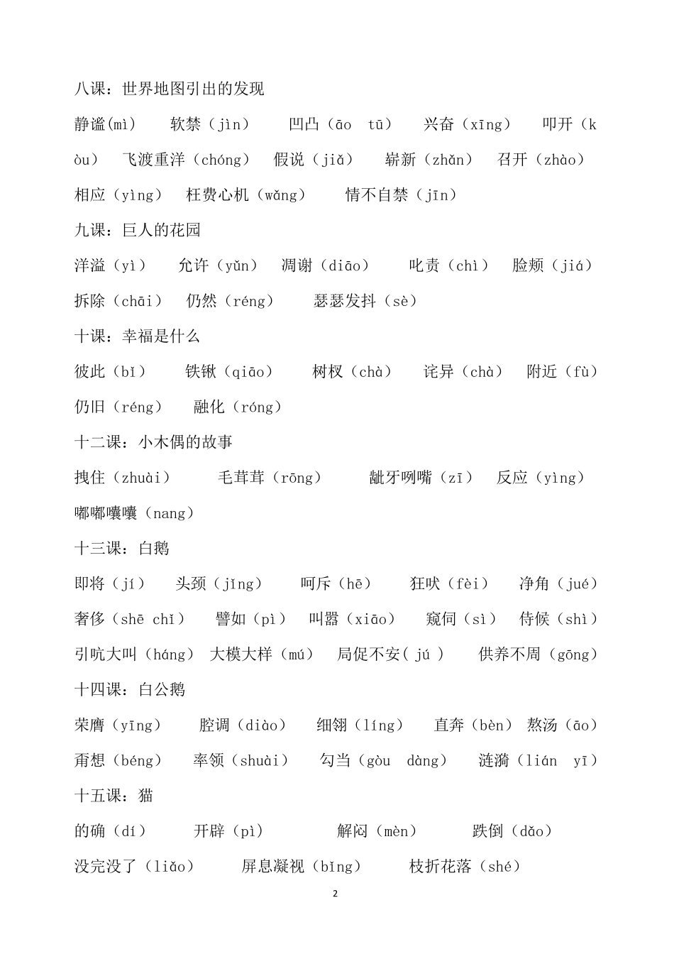 四年级上册语文易错字音_第2页