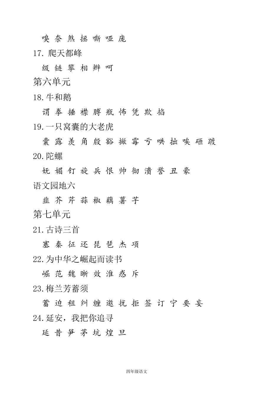 四年级上册语文重点知识复习(分类专项)_第3页
