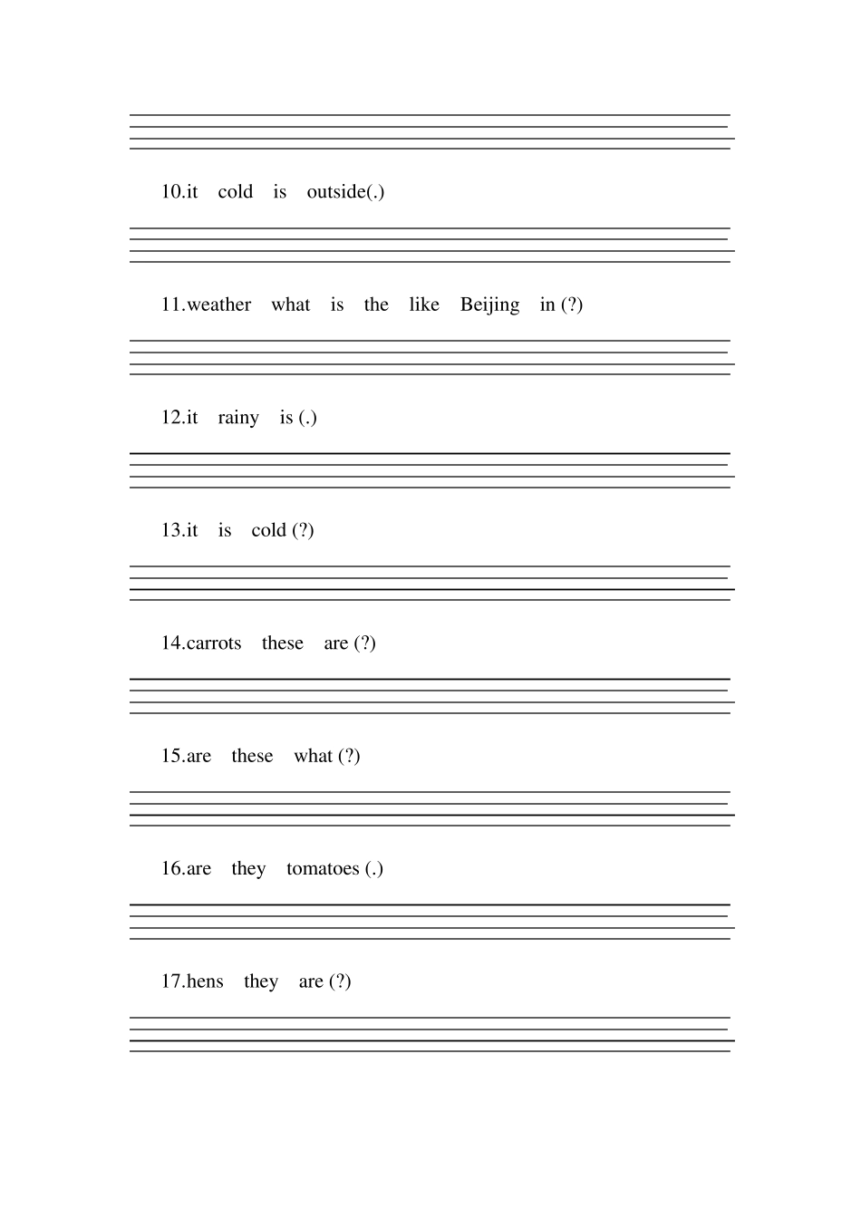 四年级下册英语连词成句_第2页