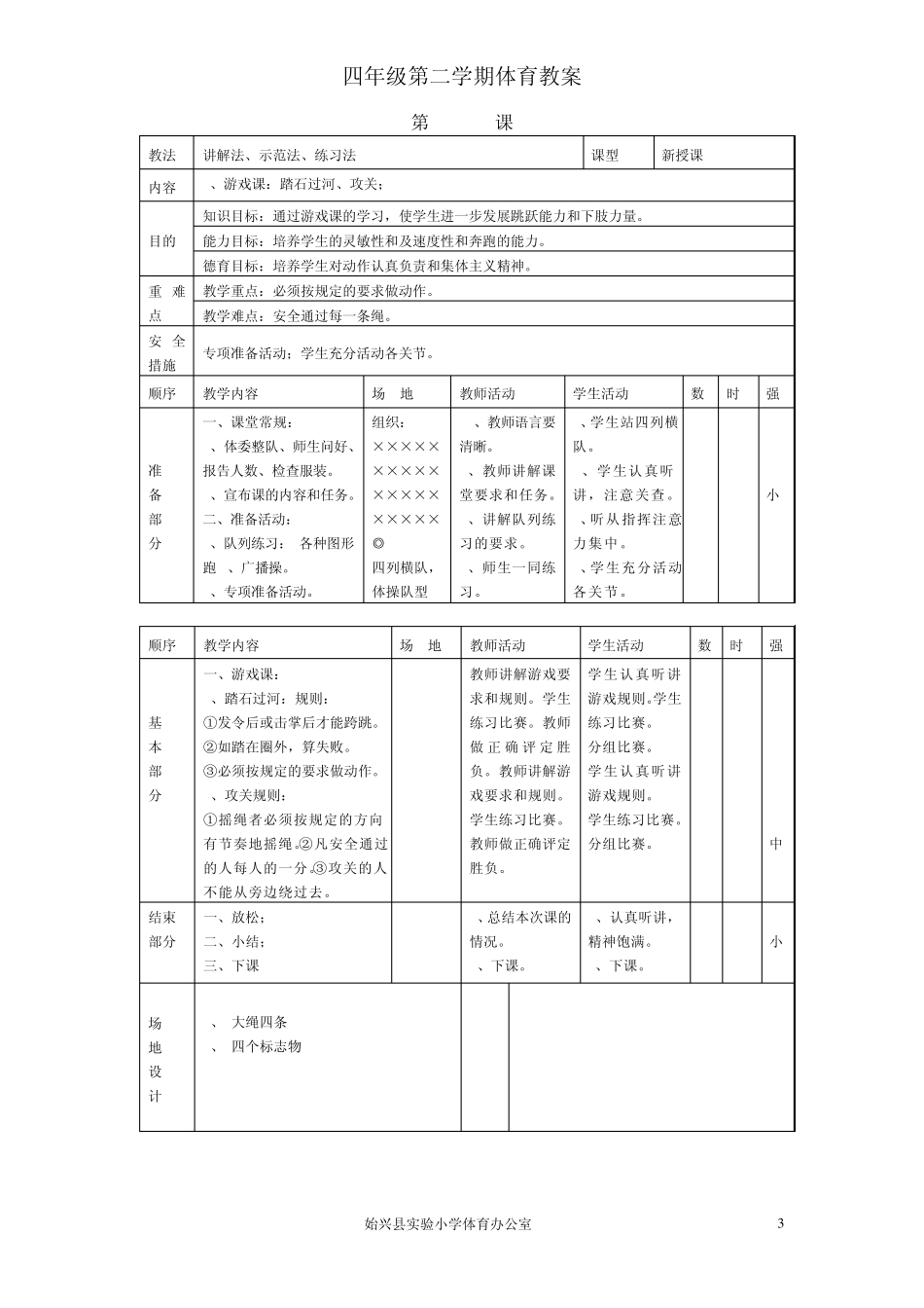 四年级第二学期体育教案_第3页