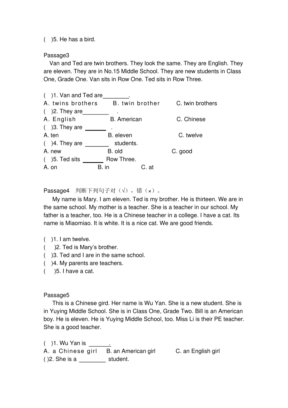 四年级英语阅读理解_第2页