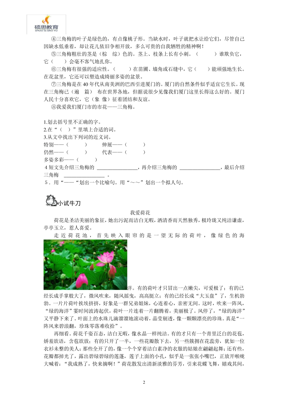 四年级语文阅读方法讲解与训练_第2页