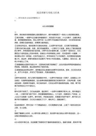 四年级阅读理解专项练习经典