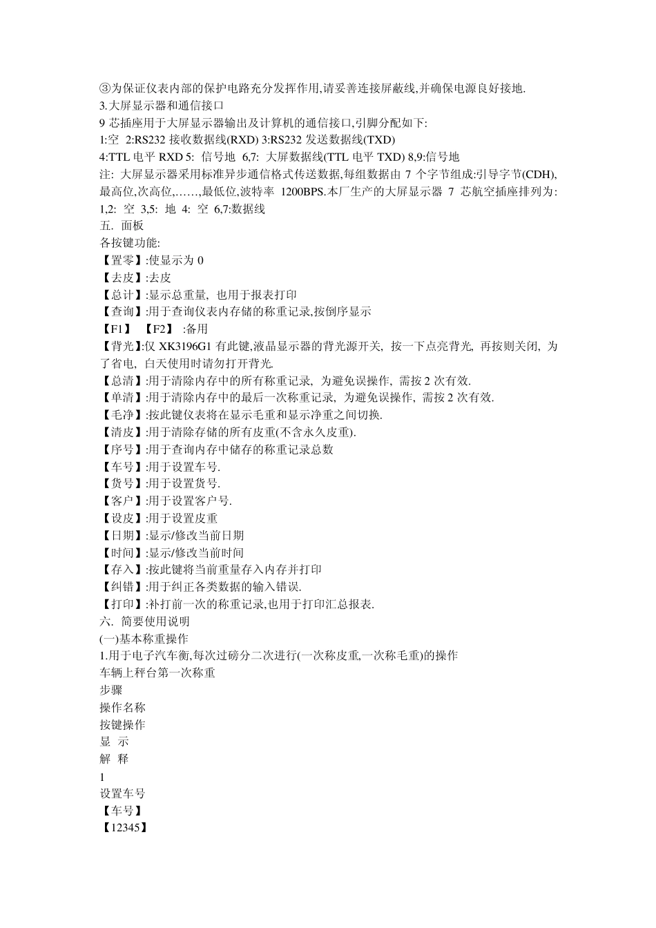 四方XK3196G称重显示器用户手册_第2页