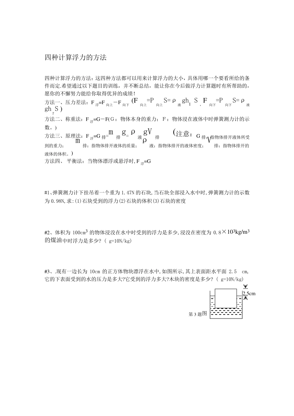 四种计算浮力的方法_第1页