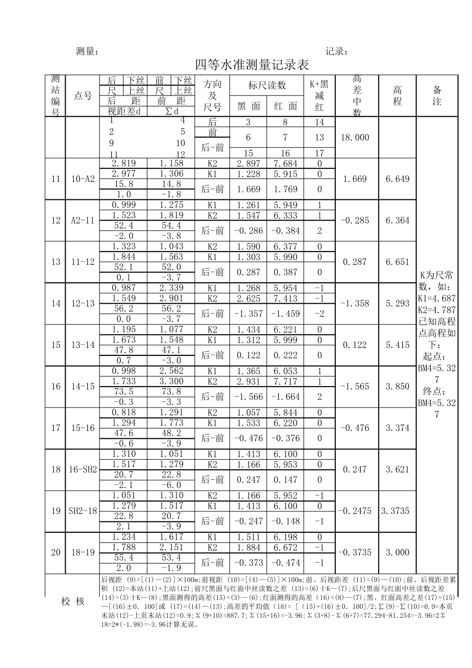 四等水准测量闭合记录表_第2页