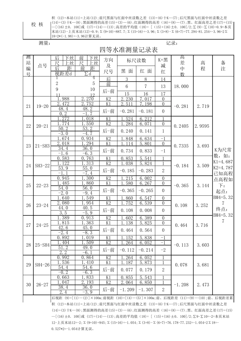 四等水准测量闭合记录表_第3页