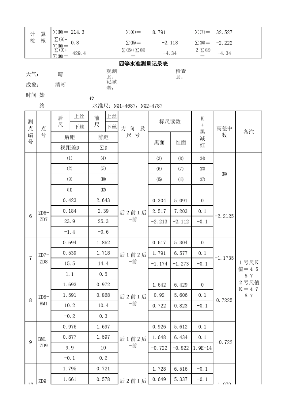 四等水准自动计算表_第2页