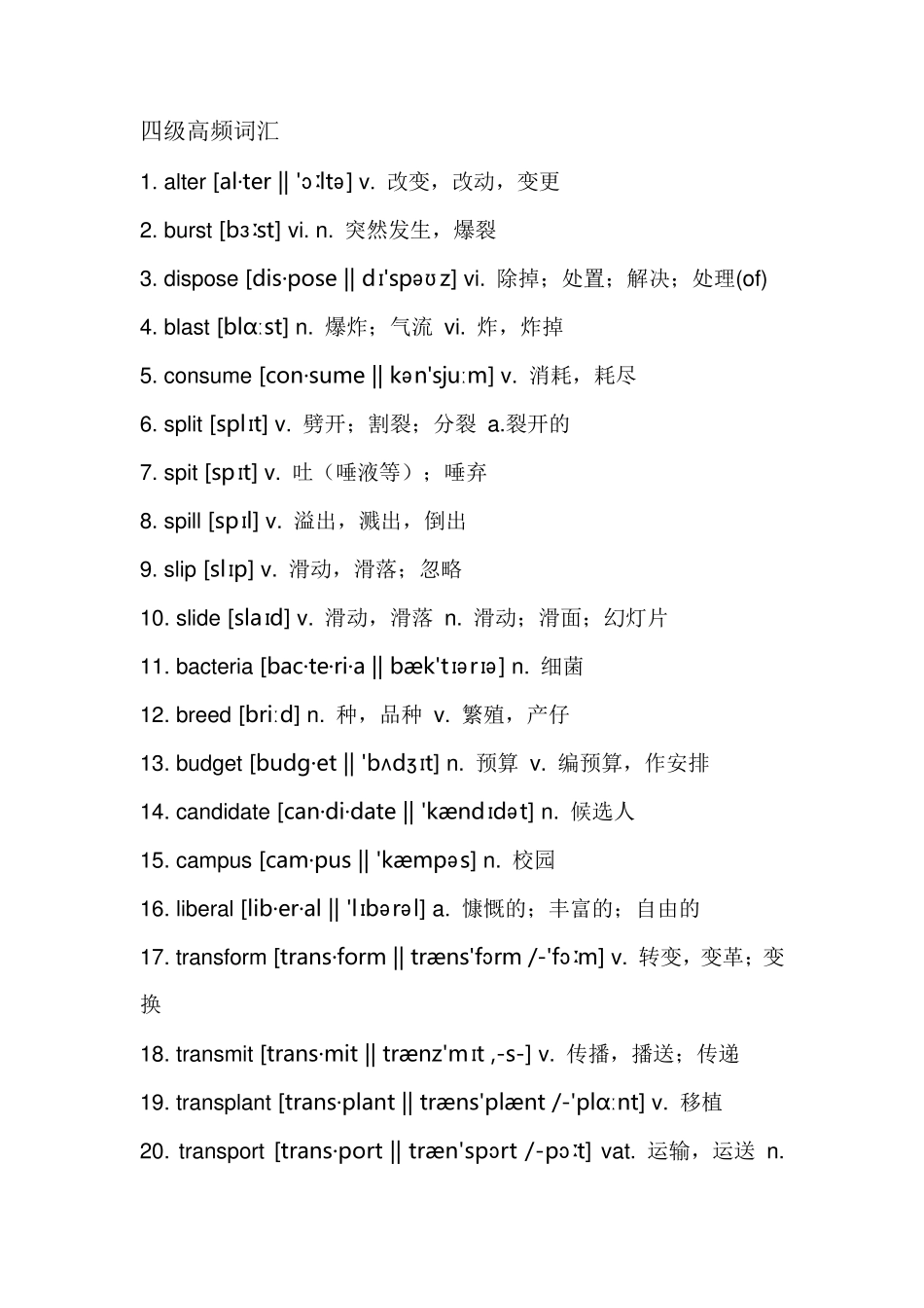 四级700高频词汇_第1页