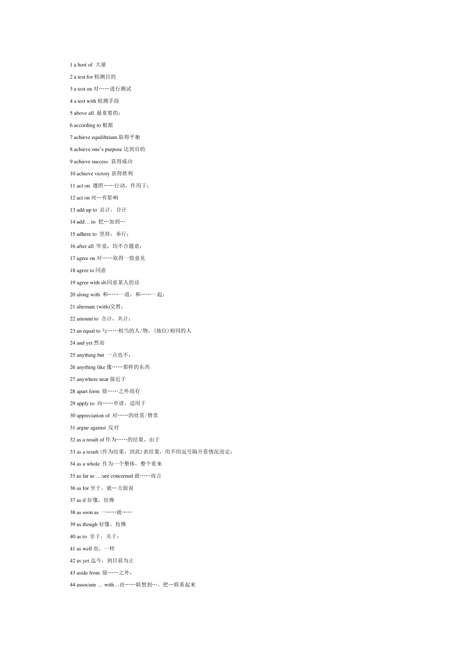 四级常见词组及固定搭配完美版_第1页