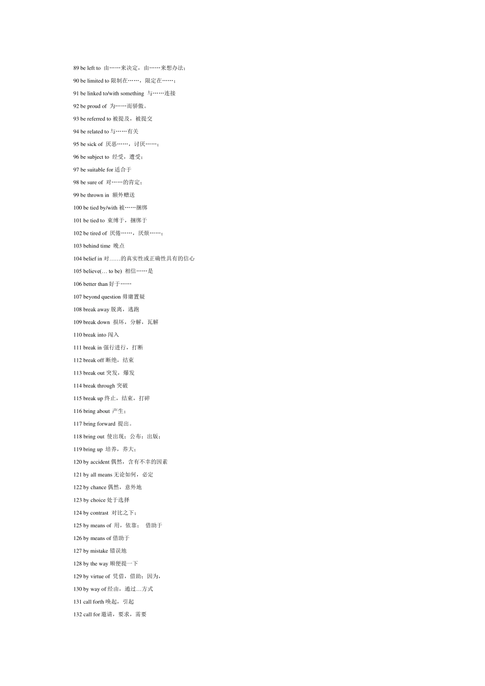 四级常见词组及固定搭配完美版_第3页